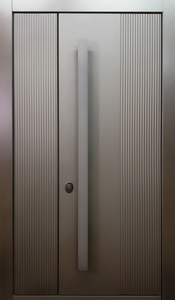 Полуторная входная дверь с бугельной ручкой, скрытыми петлями и отделкой МДФ Полуторная входная дверь с бугельной ручкой, скрытыми петлями и отделкой МДФ