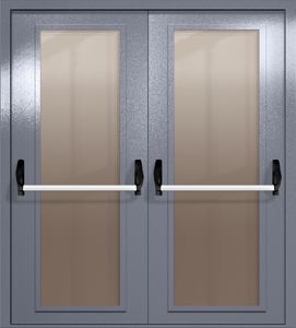 Противопожарная двупольная дверь eiw-60 с максимальными стеклами и ручками «антипаника» (серо-голубая) Противопожарная двупольная дверь eiw-60 с максимальными стеклами и ручками «антипаника» (серо-голубая)