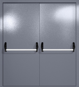 Противопожарная двупольная дверь ei-60 с ручками «антипаника» (серо-голубая) Противопожарная двупольная дверь ei-60 с ручками «антипаника» (серо-голубая)