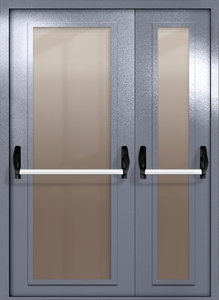 Противопожарная полуторапольная дверь eiw-60 с максимальным стеклом и ручками «антипаника» (серо-голубая) Противопожарная полуторапольная дверь eiw-60 с максимальным стеклом и ручками «антипаника» (серо-голубая)