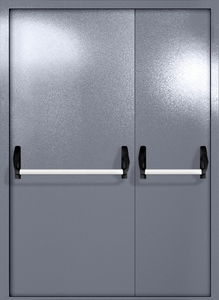 Противопожарная полуторапольная дверь ei-60 с ручками «антипаника» (серо-голубая) Противопожарная полуторапольная дверь ei-60 с ручками «антипаника» (серо-голубая)